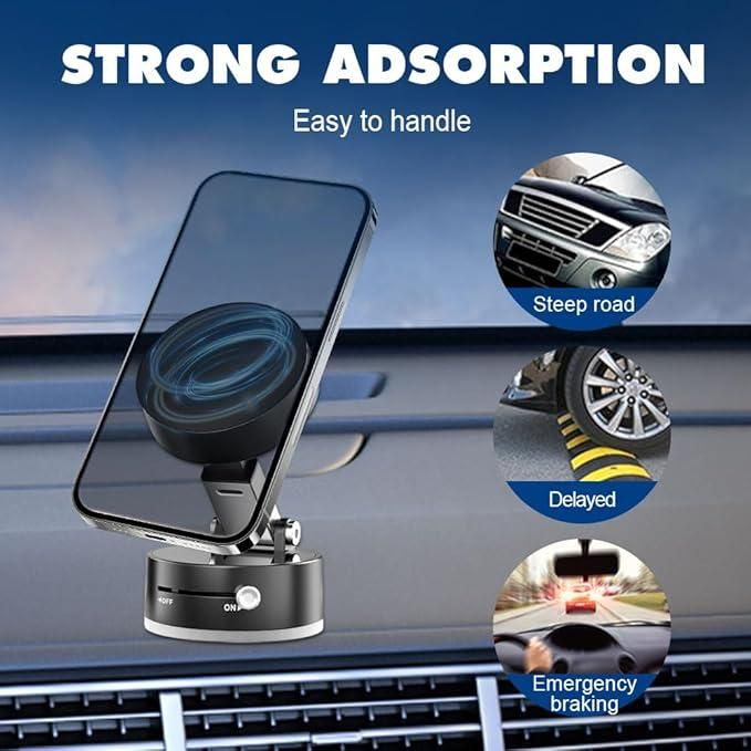 Vacuum Magnetic Suction Phone Holder – Foldable, Rotatable &amp; Ultra-Stable